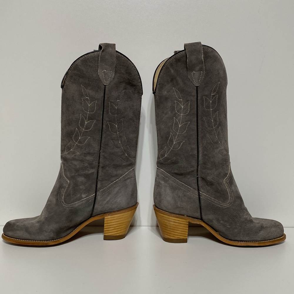Wolverine Vintage Suede Flower Detail Vintage Cowboy Boots 1970’s - Picture 4 of 17
